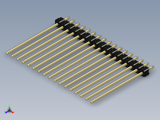 彩色公头100mil（2.54mm）系列-DS1021_black_1x17p_100mil_Type43_rev1.0正等轴测缩略图