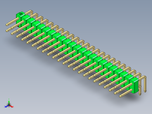 彩色公排针 100mil 2.54mm 系列-DS1022_green_2x23p_100mil_TypeD_rev1.0
