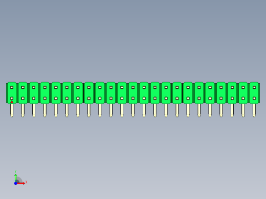 彩色公排针 100mil 2.54mm 系列-DS1022_green_2x23p_100mil_TypeD_rev1.0前视缩略图