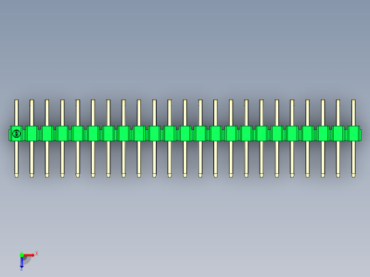 彩色公排针 100mil 2.54mm 系列-DS1022_green_2x23p_100mil_TypeD_rev1.0俯视缩略图