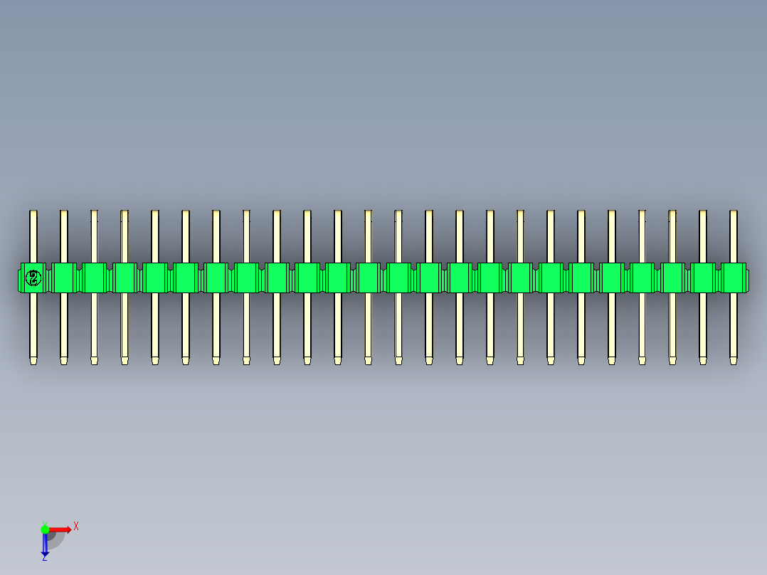 彩色公排针 100mil 2.54mm 系列-DS1022_green_2x24p_100mil_TypeD_rev1.0俯视图