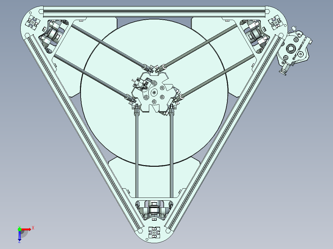 DIY三角洲-KosselFDM打印机三维模型俯视图