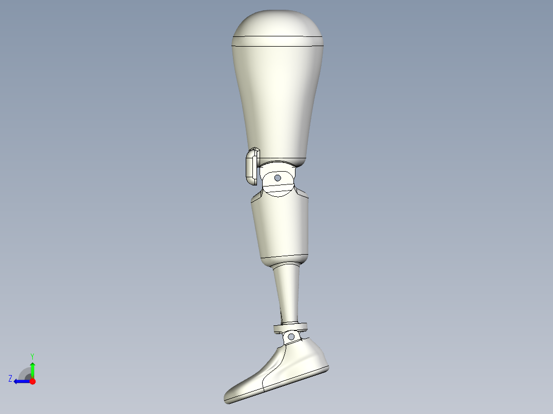 外骨骼腿假肢模型右视图
