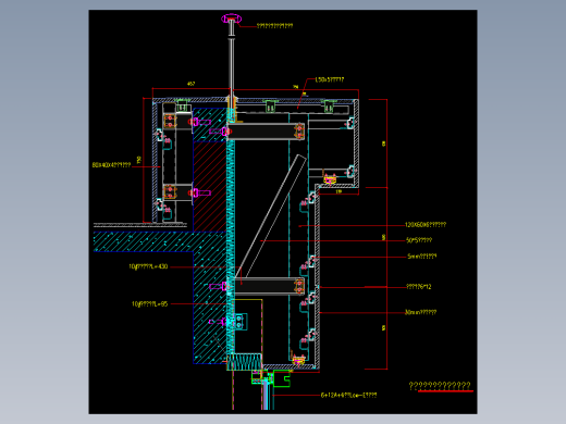 玻璃幕墙与顶部石材收口节点详图