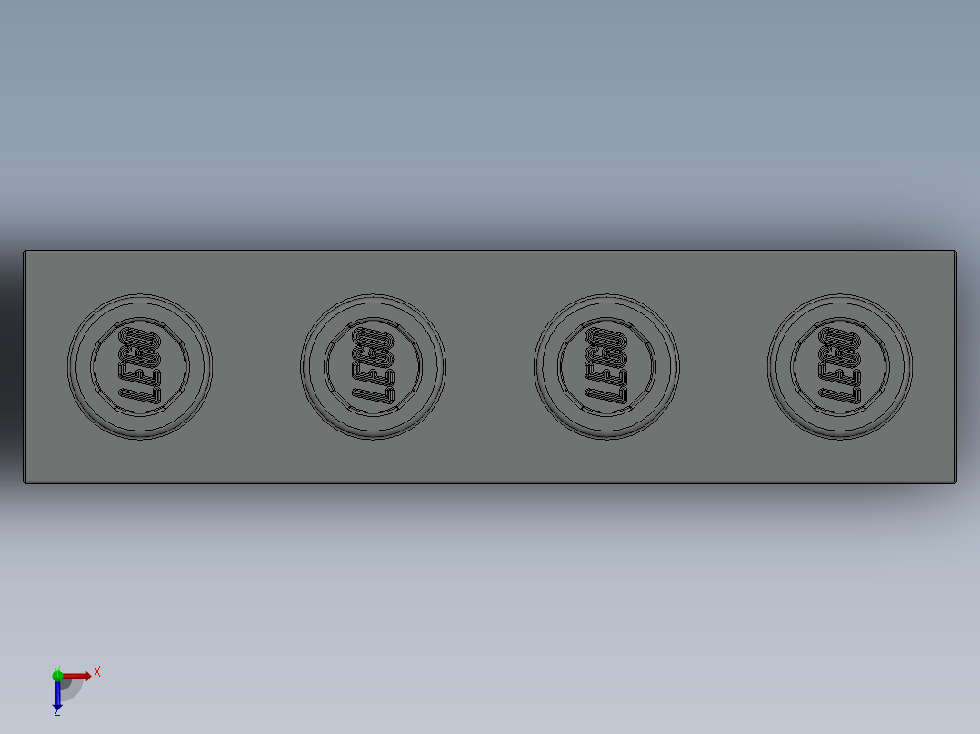 乐高机械组积木（横梁）-370102 Old Grey Technic Brick 1 x 4 with Holes俯视图