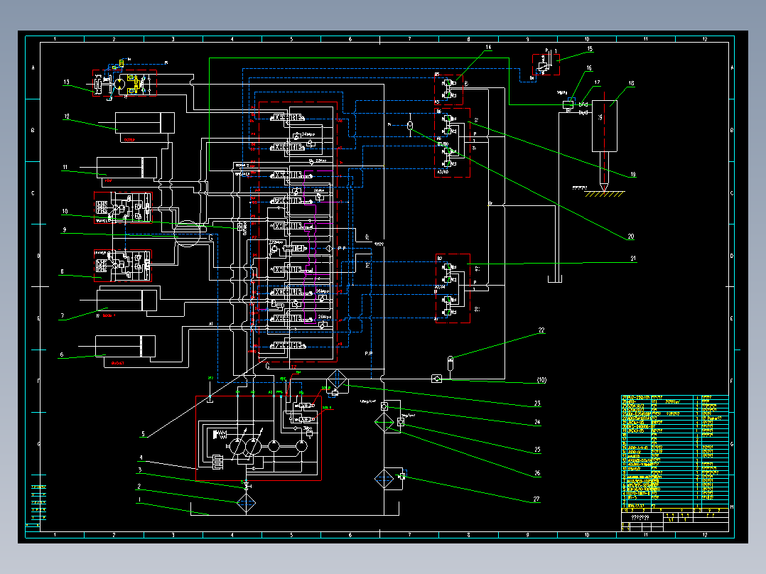 JX791-矿石铲运机械液压系统设计【11张CAD图】-