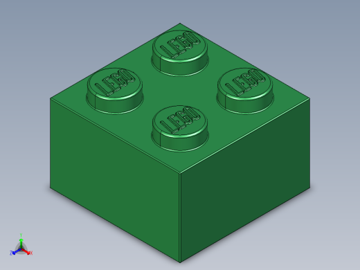 乐高套装 4421基本积木-300328 Dark Green Brick 2 x 2.STEP正等轴测缩略图