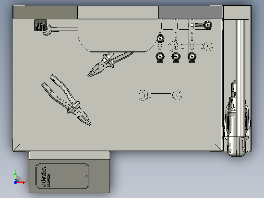 工具放置推车前视图