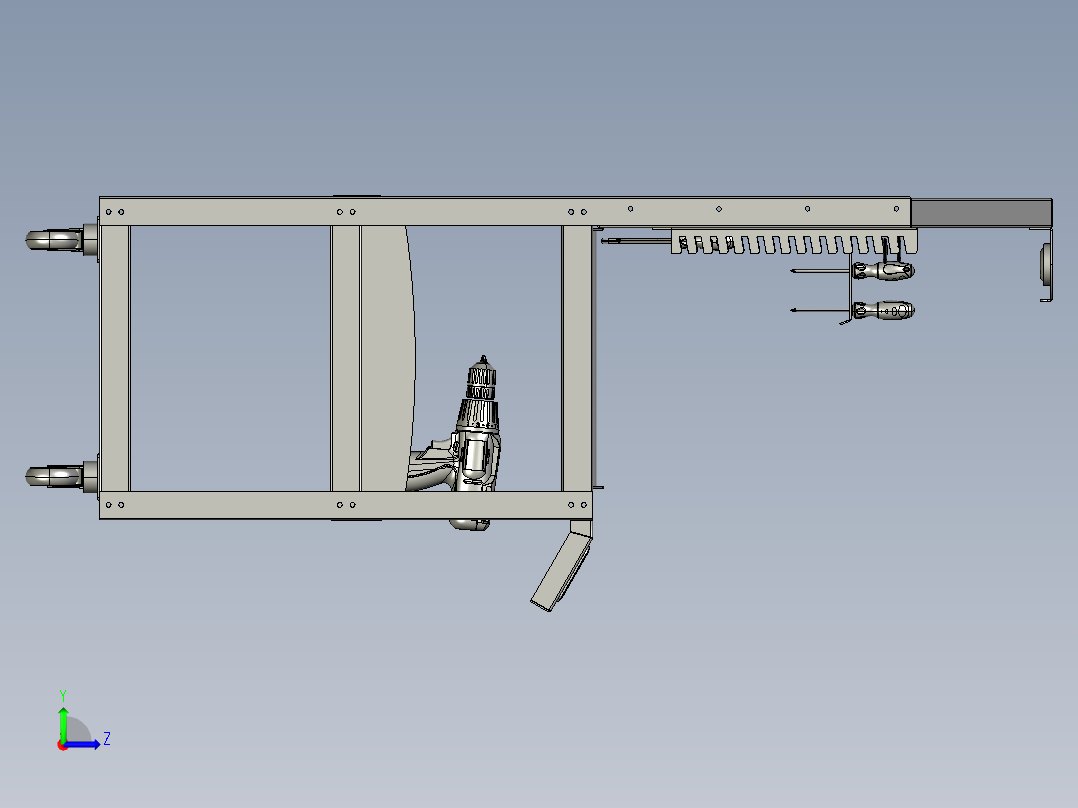 工具放置推车左视图