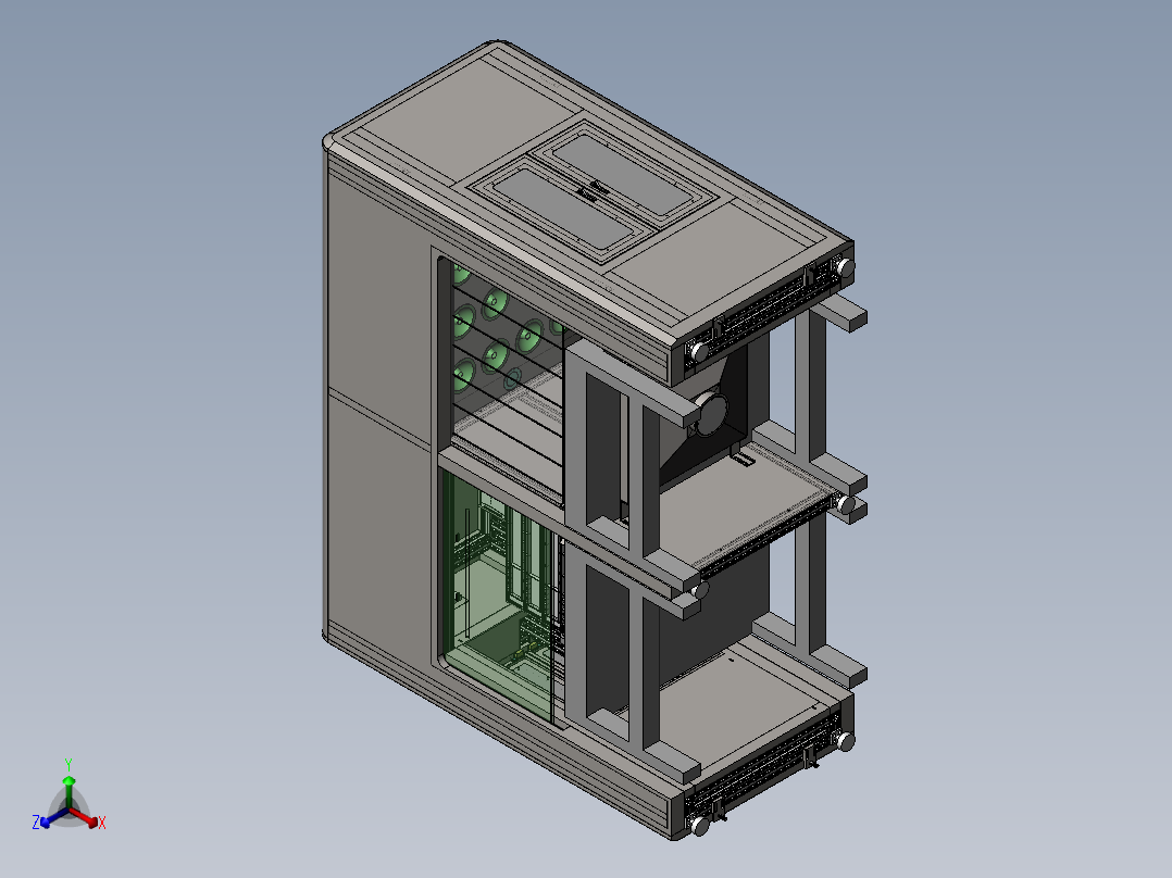 风淋+射频（sw18可编辑+工程图+bom）正等轴测图