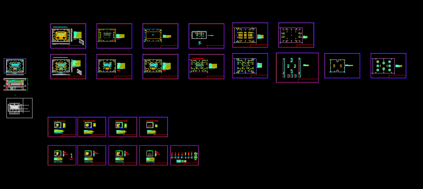 笔记本C壳面板冲键盘孔模具设计图
