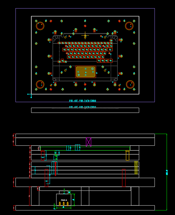 笔记本C壳面板冲键盘孔模具设计图