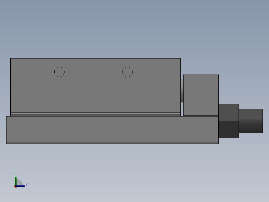 MXQ20 气动滑台（循环式直线导轨）双缸型[MXQ20A-20-ZP]左视图