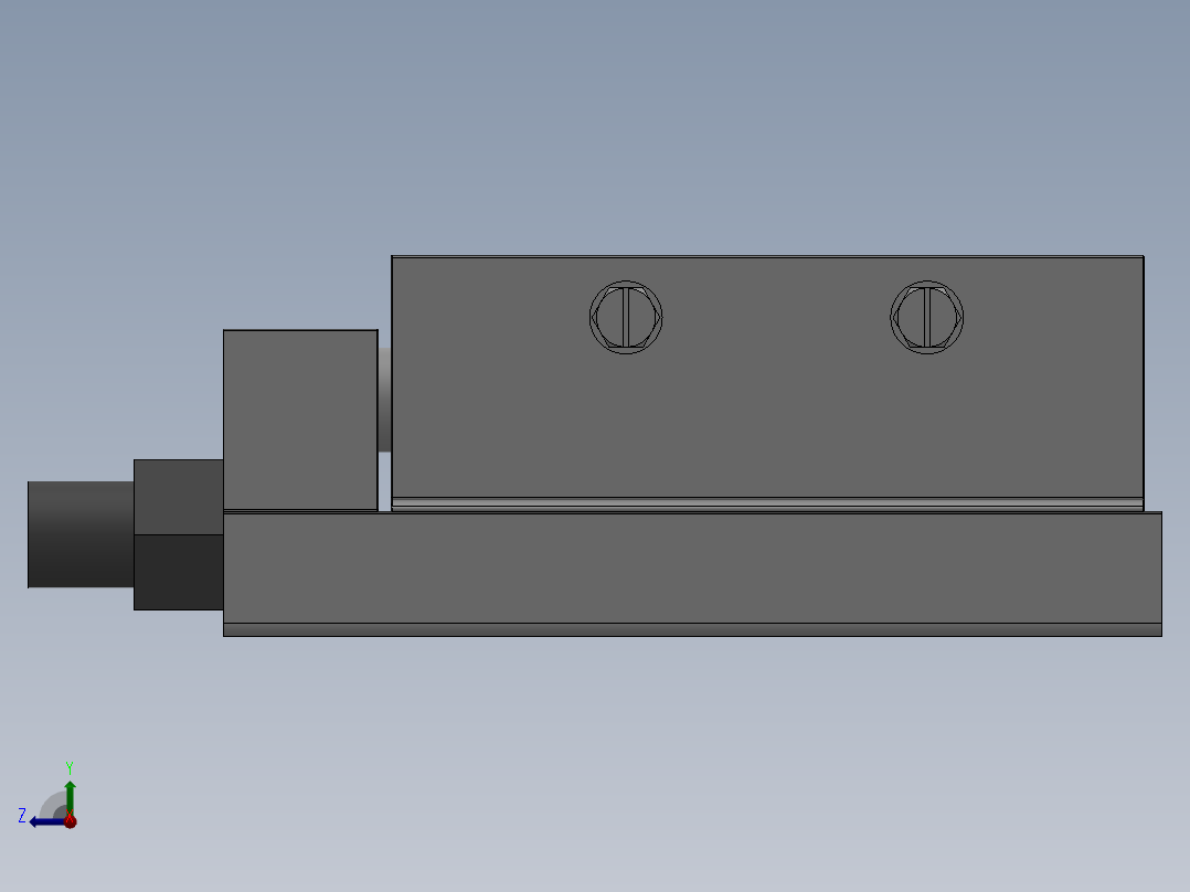 MXQ20 气动滑台（循环式直线导轨）双缸型[MXQ20A-20-ZP]右视图