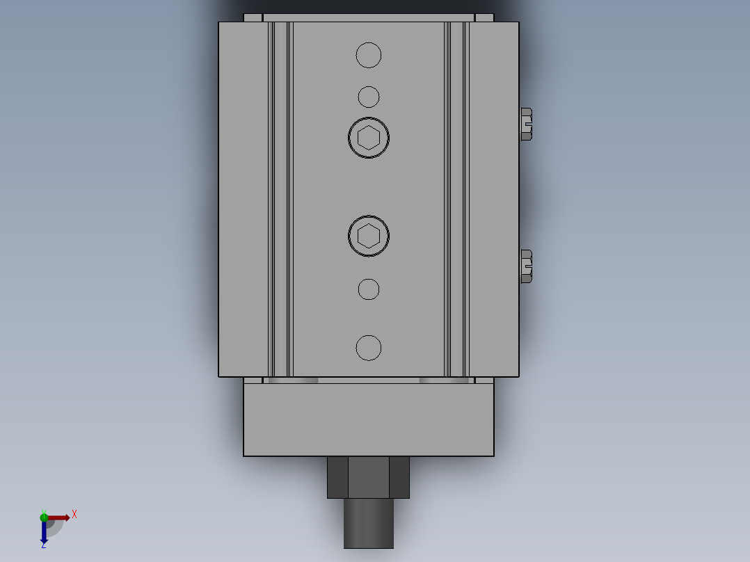 MXQ20 气动滑台（循环式直线导轨）双缸型[MXQ20A-20-ZP]俯视图