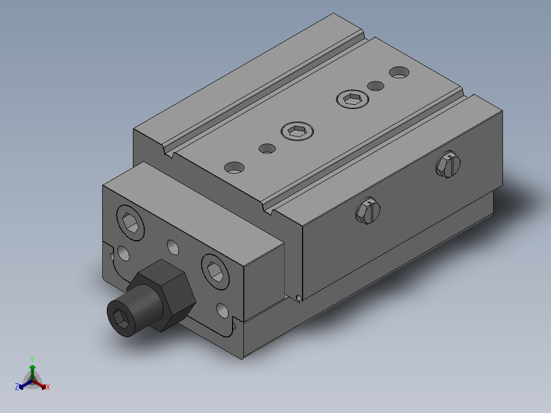 MXQ20 气动滑台（循环式直线导轨）双缸型[MXQ20A-20-ZP]正等轴测图