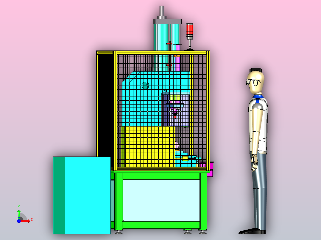 一款活塞销压装机三维模型前视图