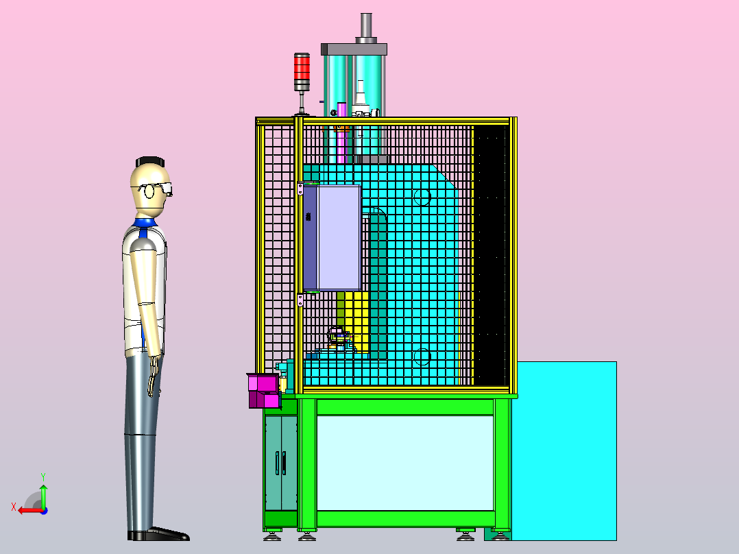 一款活塞销压装机三维模型后视图