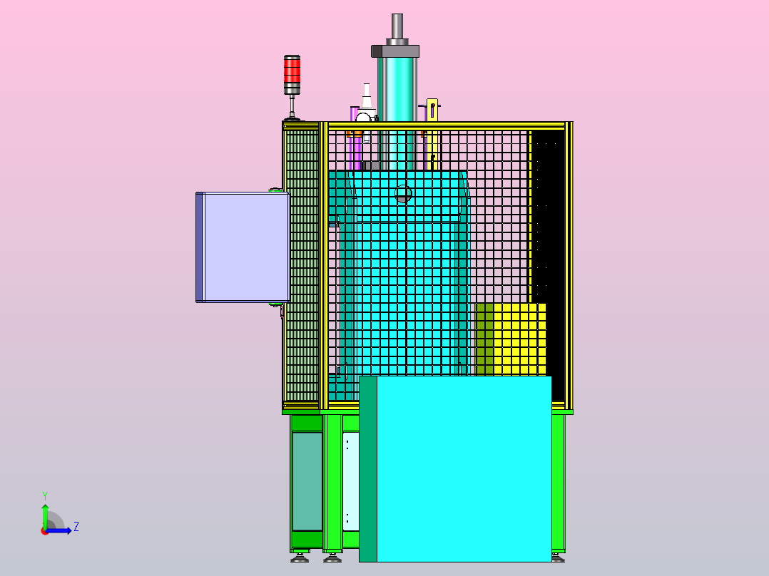 一款活塞销压装机三维模型左视图