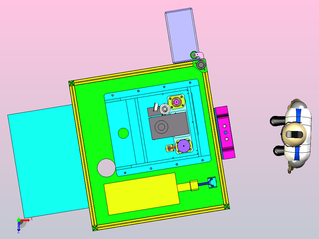 一款活塞销压装机三维模型俯视图