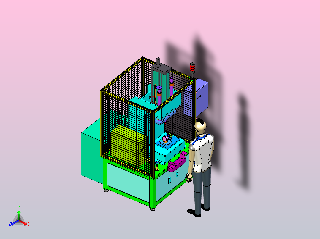 一款活塞销压装机三维模型正等轴测图
