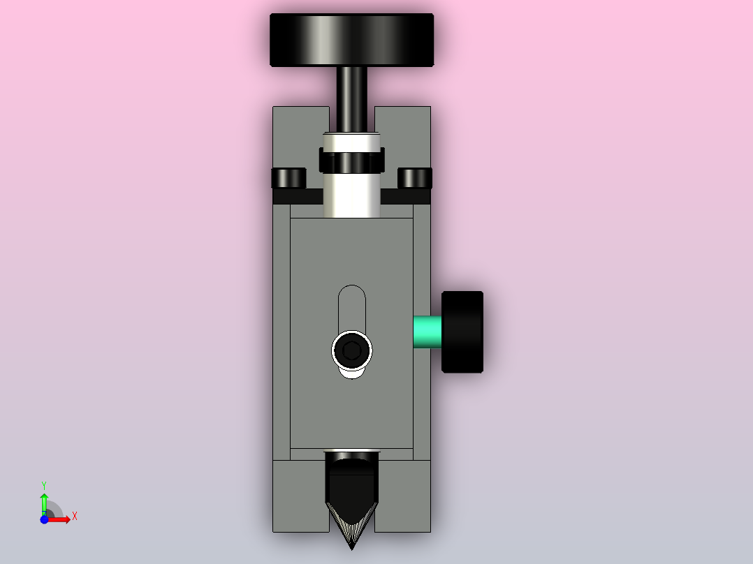 机床卡盘及尾部顶针支座前视图