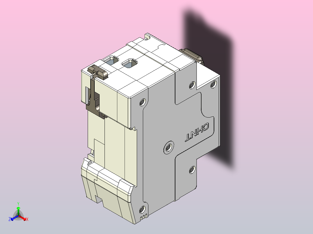 NB5LE-40N 1P&amp;N剩余电流动作断路器三维模型202404主视图