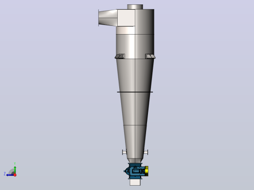 Cyclone旋风分离器3D数模图纸 Solidworks设计右视缩略图