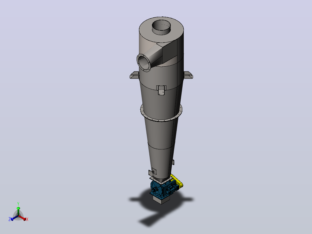 Cyclone旋风分离器3D数模图纸 Solidworks设计正等轴测图