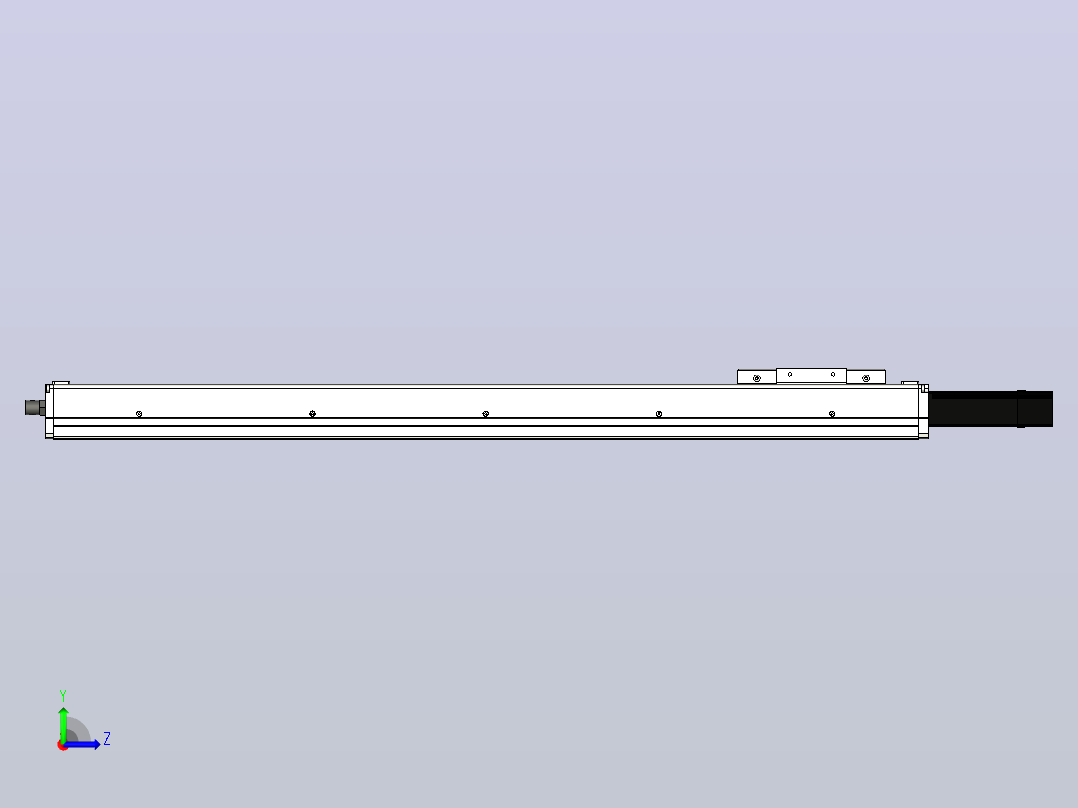 SCS12-750-BC-100W+煞車滚珠花健、支撑座、滚珠丝杠、交叉导轨、直线模组左视图
