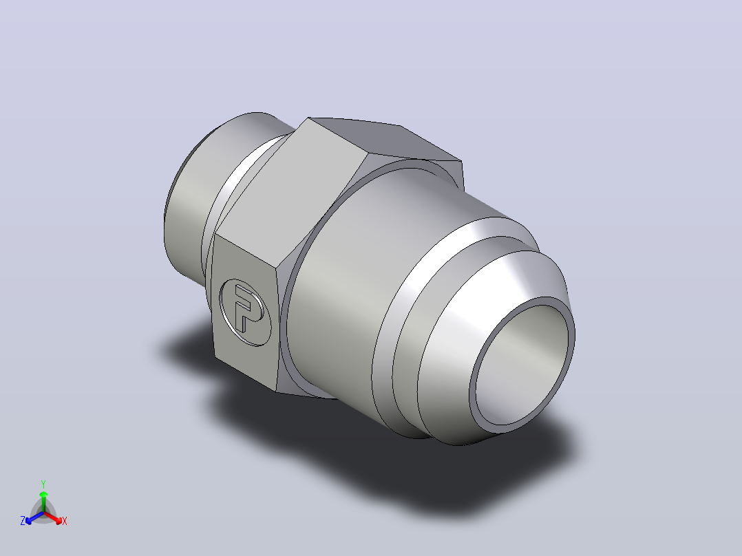 EO硬管接头公螺柱连接器10 6F4OMXS正等轴测图