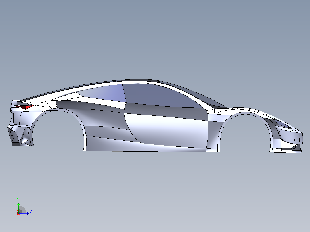 Tesla Roadster 表面建模左视图