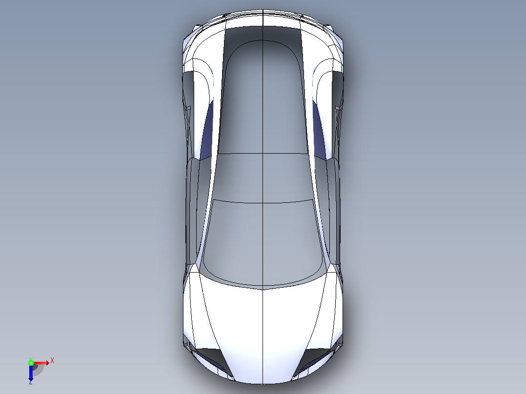 Tesla Roadster 表面建模俯视图
