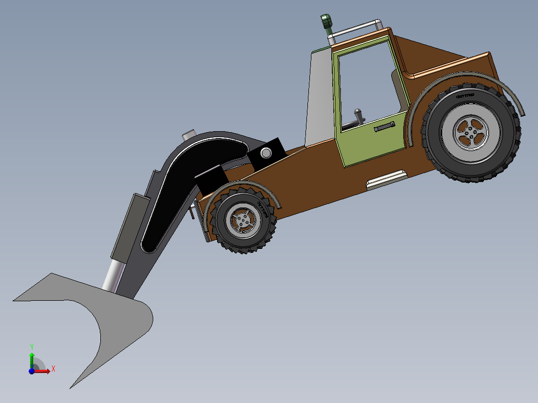 小型推土机铲车前视图