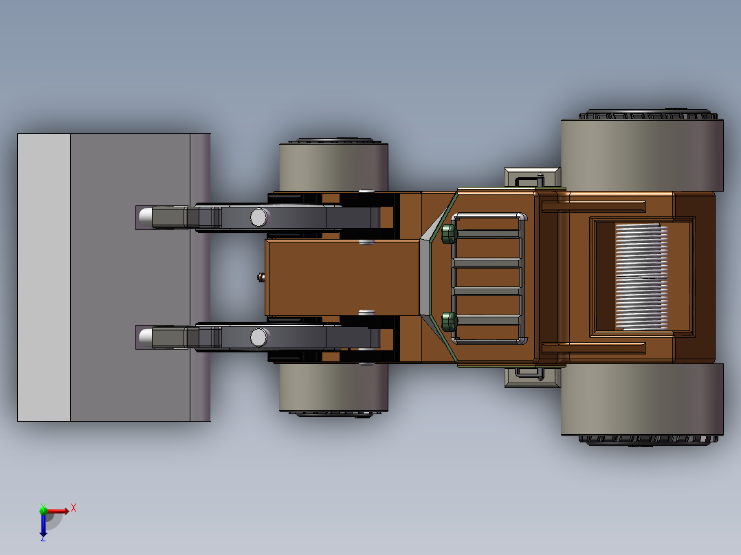 小型推土机铲车俯视图