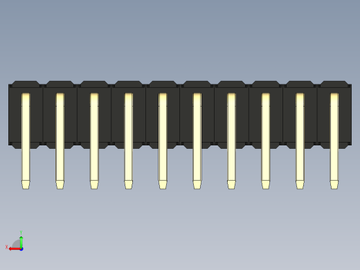 彩色公排针 100mil 2.54mm 系列-DS1022_black_2x10p_100mil_TypeD_rev1.0后视缩略图