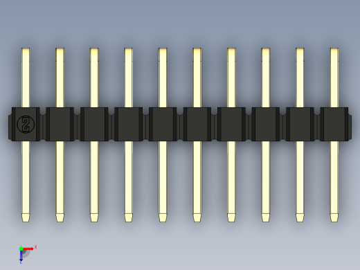 彩色公排针 100mil 2.54mm 系列-DS1022_black_2x10p_100mil_TypeD_rev1.0俯视缩略图