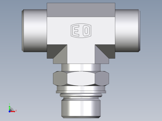 卡套式工业通用硬管接头EO_Adjustable_locknut_branch_tee_TEE16SMOROMDCF前视缩略图