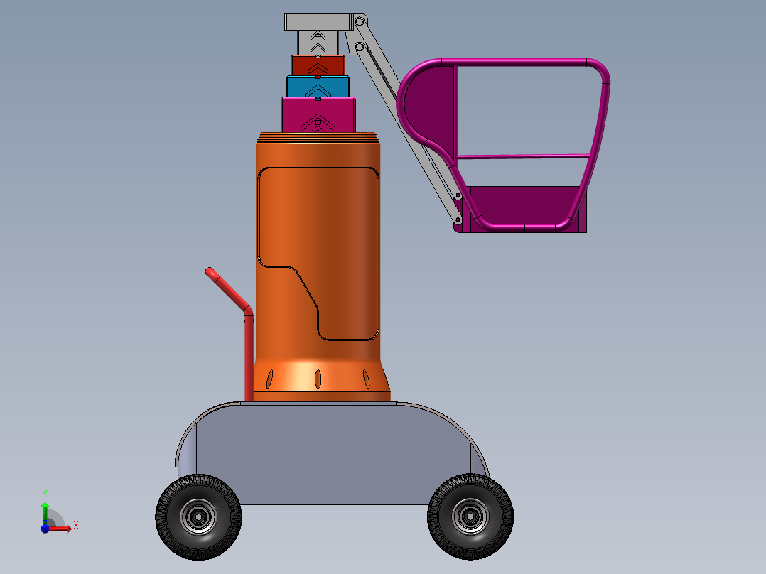 小型高空作业平台车总成前视图