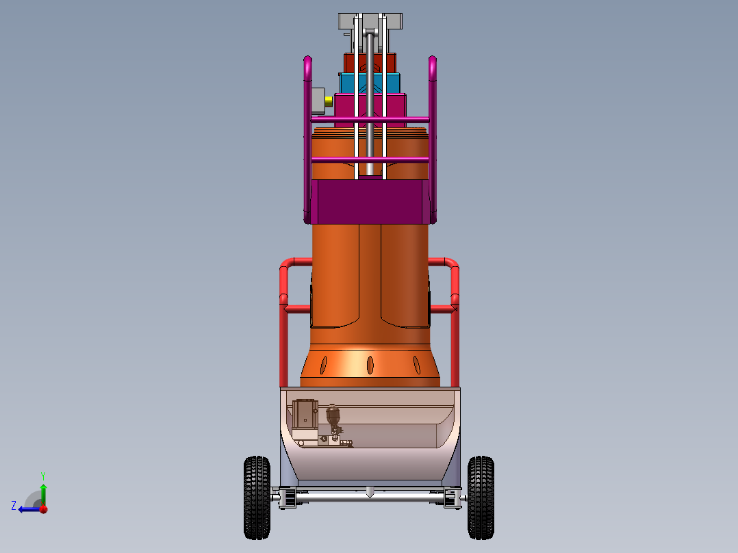 小型高空作业平台车总成右视图