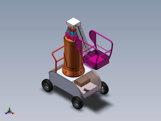 小型高空作业平台车总成正等轴测缩略图