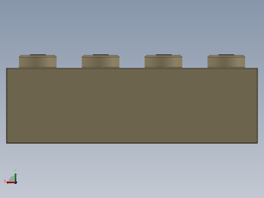 乐高套装 4421基本积木-4113916 - 3010 Brick Yellow - Tan Brick 1 x 4.SLDPRT后视图