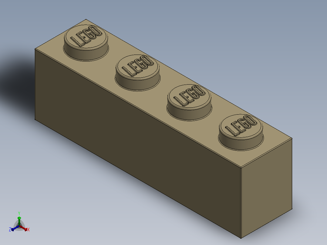 乐高套装 4421基本积木-4113916 - 3010 Brick Yellow - Tan Brick 1 x 4.SLDPRT正等轴测图