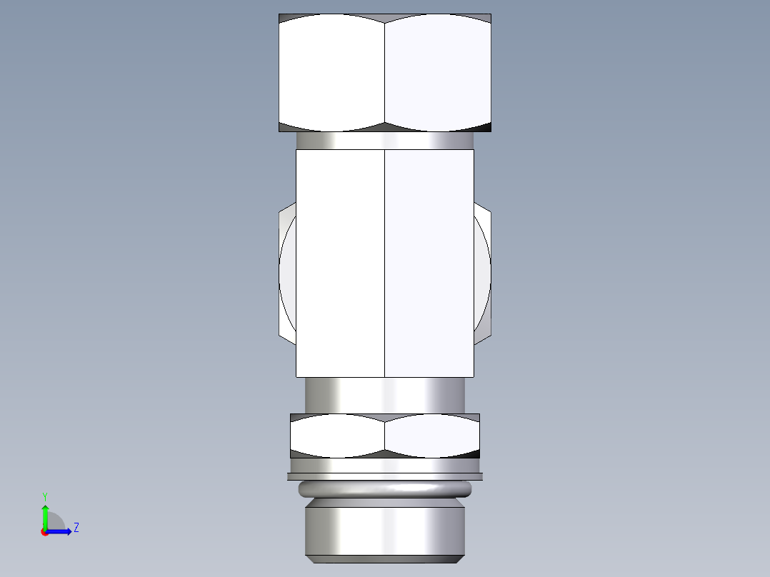 卡套式工业通用硬管接头EO_Adjustable_locknut_run_tee_LEE22LM27X2ORCF左视图