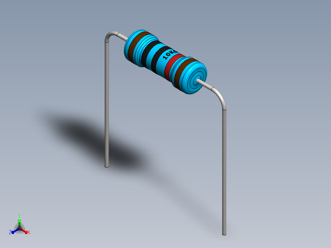 电容器 二极管 电阻器-Resistor 10K Ohm 1 Watt正等轴测图