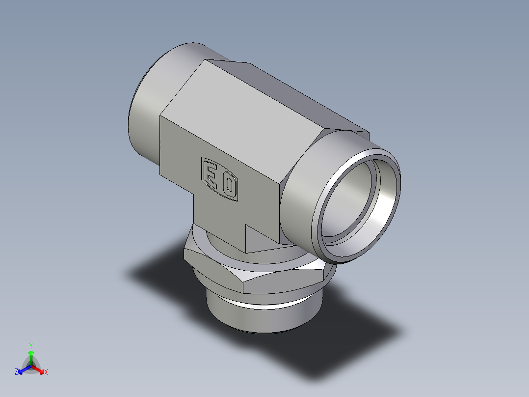 卡套式工业通用硬管接头EO_Adjustable_locknut_branch_tee_TEE28LMOROMDCF主视图