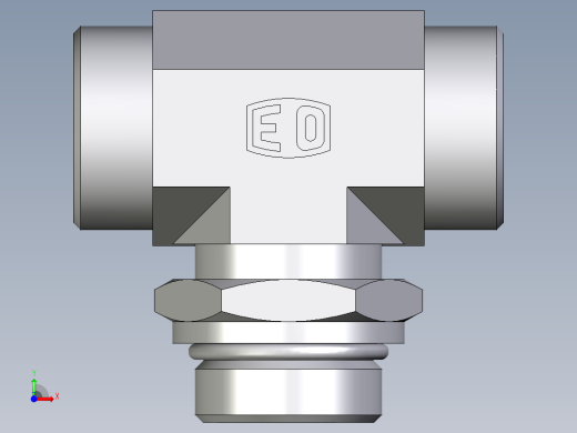 卡套式工业通用硬管接头EO_Adjustable_locknut_branch_tee_TEE28LMOROMDCF前视缩略图