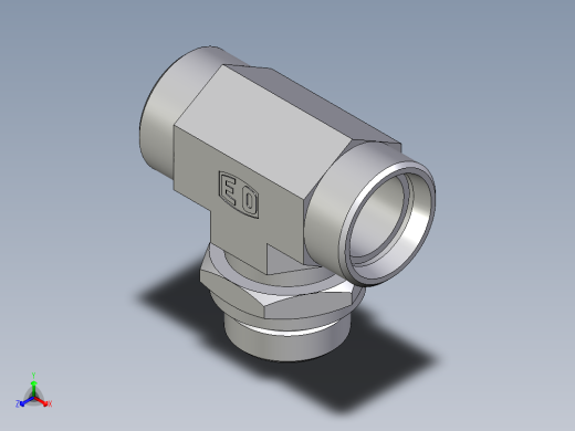 卡套式工业通用硬管接头EO_Adjustable_locknut_branch_tee_TEE28LMOROMDCF正等轴测缩略图