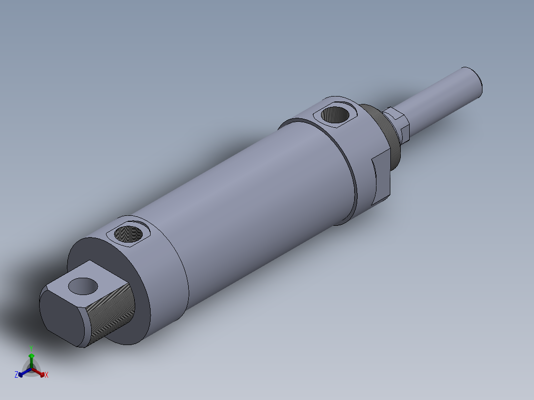 圆形气缸40x16x60毫米 (1)正等轴测图
