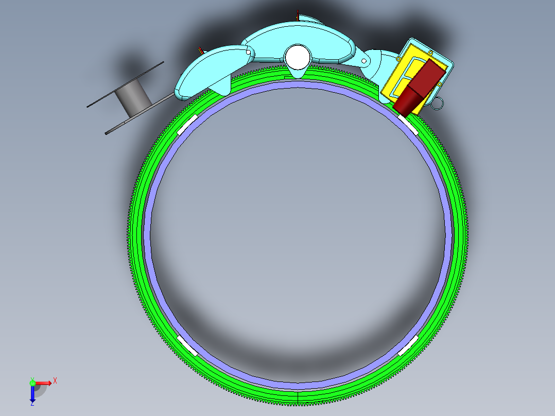 管道自动焊接小车机械系统设计（二维CAD图纸+三维SW模型+说明）俯视图